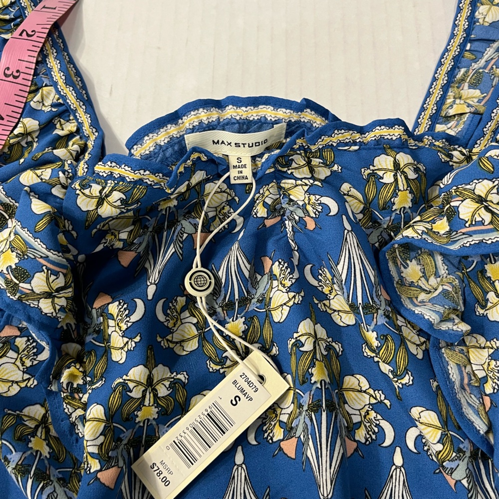 MAX STUDIO FLORAL RUFFLE TOP NEW WITH TAG - Picture 9 of 12
